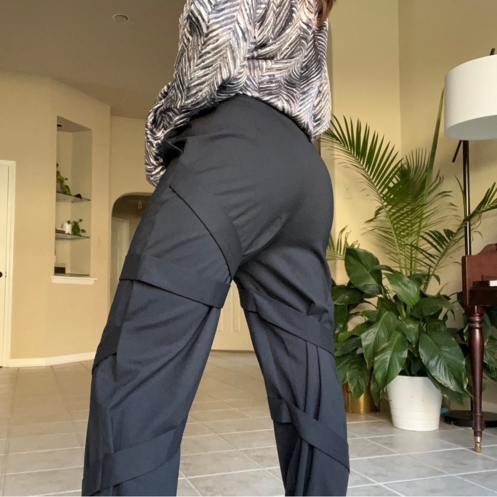 OSMAN London Punk Urban Designer Street Fashion Black Wool Bondage Pants